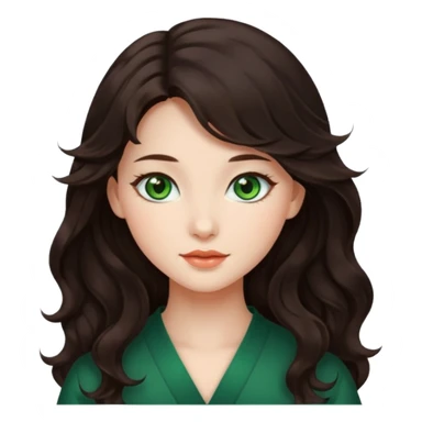 Beautiful girl, dark brown hair,wavy hair，long hair,green eyes,Chinese. sticker