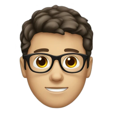 white boy with dark brown hair with circle brown glasses sticker