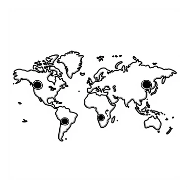 A world map like in retro games, with paths, portals, and pixel clouds sticker