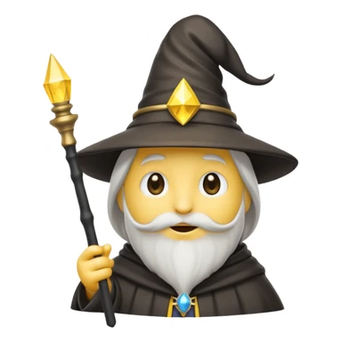 Einen Gelben Emoji mit zauber hut und schwartz weißen zauberstab sticker