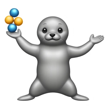 a Circus cute seal juggling two metal ball sticker