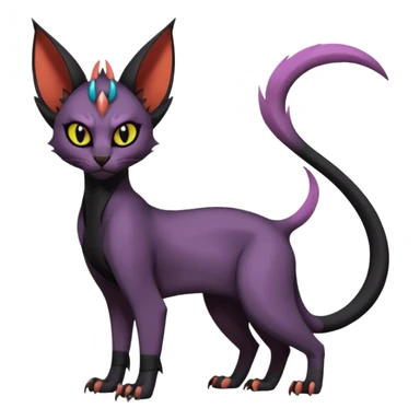 Black edgy Noivern-Noibat-Torracat-Sphynx-Lykoi-Caracal-cat-Fakemon-fusion-hybrid-creature sticker