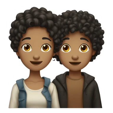 Girl with black hair and boy with brown curly hair  sticker