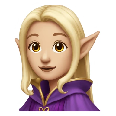 Noble female Elf with Elf ears and blonde hair and purple robes sticker