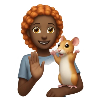 Black girl with ginger hair giving high five to a rat sticker