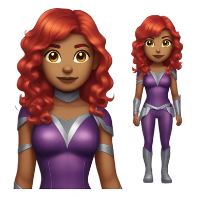 dc comics starfire fire red hair; purple and silver outfit sticker