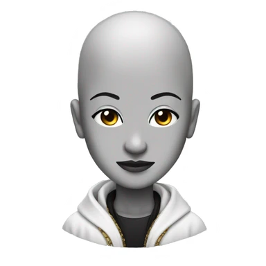 bald futuristic zen with black earrings sticker