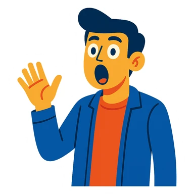 a surprised guy with his mouth open, expressive face, casual style sticker