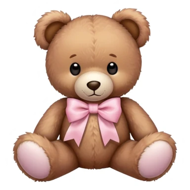 Stuffed teddy bear with light pink ribbon tied in a bow around its neck sticker