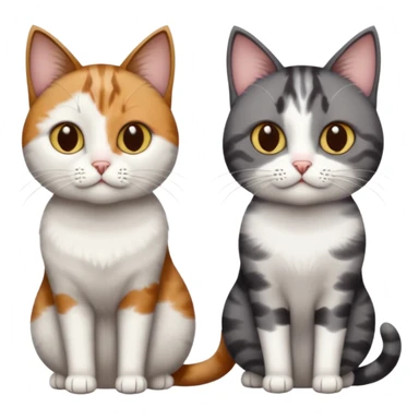 3 different coloured short haired cats including; a dark brown tabby and white cat, and a dark grey and white  sticker