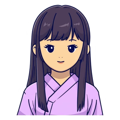 Cute Japanese girl with straight bangs and long straight hair sticker