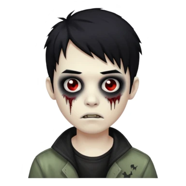 boy zombie with black hair emo sticker