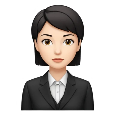 a white woman who has black short hair on interview sticker