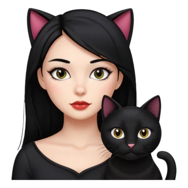 girl with black hair long makeup pretty 🐈‍⬛ sticker