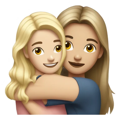 brunette girl hugs blonde  sticker