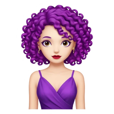 Fashion Model with Purple Curls, red dress sticker