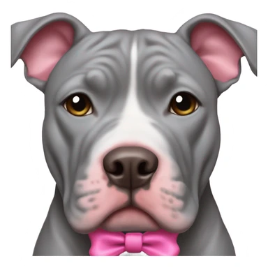 All grey Grey Pitbull with pink bow on ears sticker