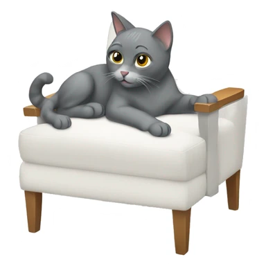 Grey cat scratching white chair  sticker