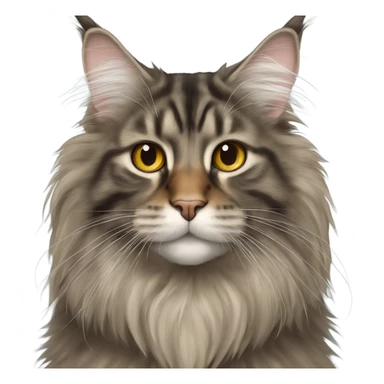 Maine Coon looks at his nose sticker