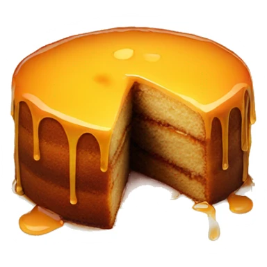 Realistic round cake with honey on top and dripping down the cake. sticker
