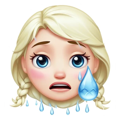 Crying emoji with frozen tears sticker