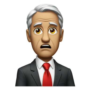 Angry politician with red tie sticker