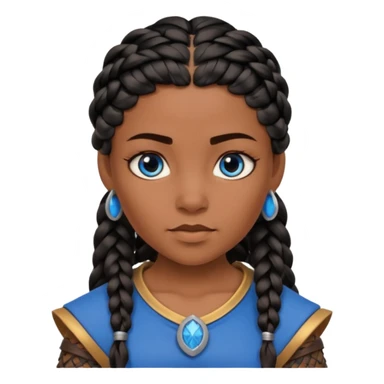 Viking female brown skin slave with blue eyes and black braids hair  sticker