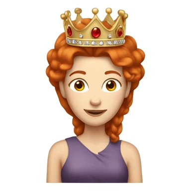 Red haired fair skinned woman with a crown sticker