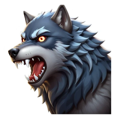 cinematic-noble-fierce-werewolf-howling-portrait-emoji, poised-and-imposing, with a fierce wolfish face tilted upwards in a haunting howl, glowing eyes full of primal ferocity, sharp, elongated fangs bared, and a rugged snout, fur rippling in shades of midnight black and silver, muscles tensed as the powerful howl echoes beneath the moonlit sky; rendered with realism, capturing the raw, untamed power of the beast in its wild, primal state sticker