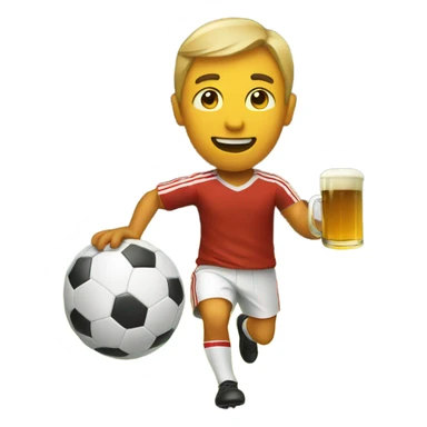 Man with beer playing soccer sticker