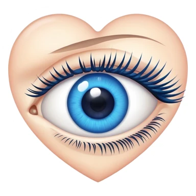 Eye with eyelashes inside blue heart sticker