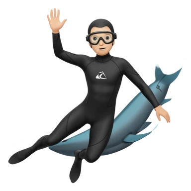 freediver, black wetsuit, black fins, black goggles, underwater descent, minimal details sticker