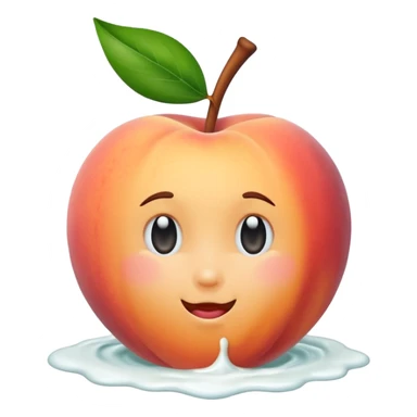 Peach covered with milk sticker