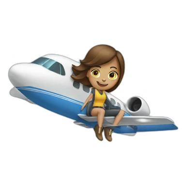 woman riding plane sitting on top of it sticker