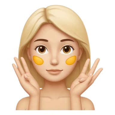 Minimal emoji representing reduced facial puffiness, soft hand gesture shaping the face contour, balanced and natural appearance, wellness-focused, simple and easy to understand
 sticker