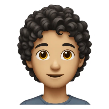 Boy has a brown eyes and black hair curly  sticker