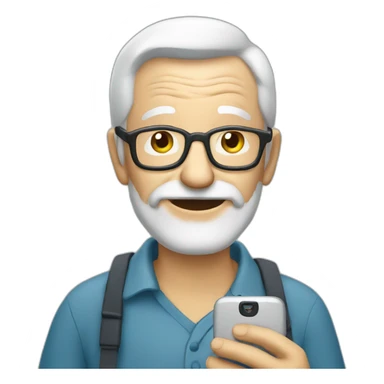 old man using mobile phone sticker