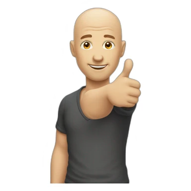 Bald guy pointing right with his thumb sticker