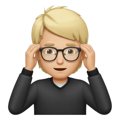 Man pulling hair out with glasses and blonde sticker