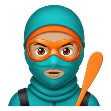 sinister-looking robber with teal and orange ski mask sticker