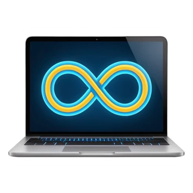 laptop screen showing an infinity symbol sticker