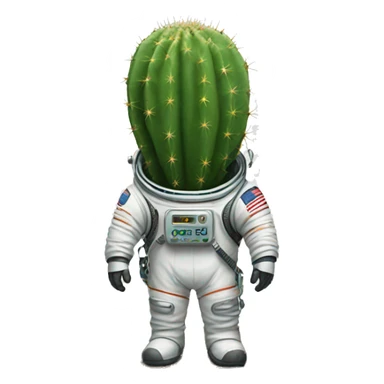 A cactus wearing a Space suit sticker