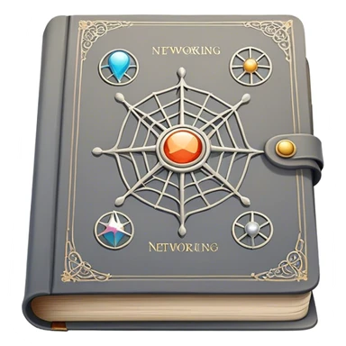 magical grey book of networking with a web sticker