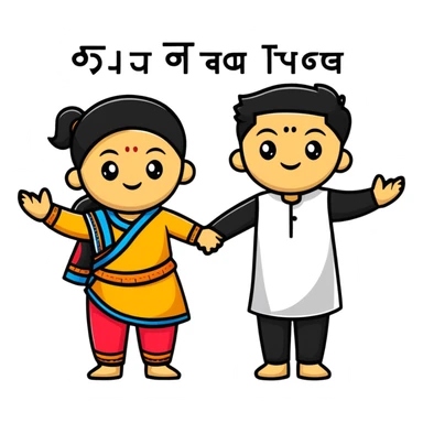 cute characters linking arms with Hindi word Tumse sticker