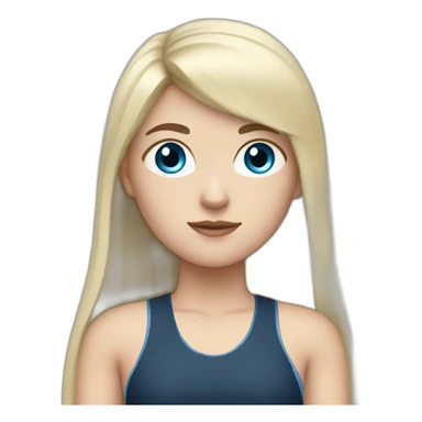 white girl blue eyes with long hair black hair and a fringe in a sport outfit sticker