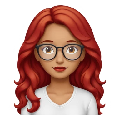 Crespa peli roja tono fuerte , trigueña , con lentes y top blanco pelo largo  sticker