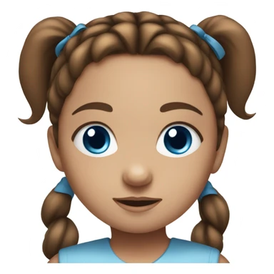 BROWN HAIR BLUE EYE BABY GIRL WITH PONYTAILS sticker