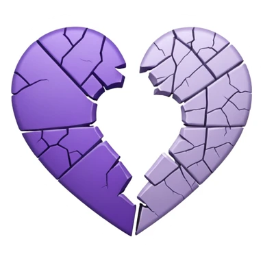 coração quebrado metade branco metade roxo sticker