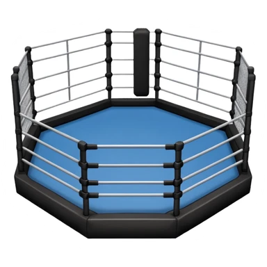 MMA cage arena object icon, octagon fighting cage with metal fence walls, padded corner posts, professional combat arena, 3D cartoon style, mobile game icon style, centered, clean background, no people, no text, no watermark
 sticker