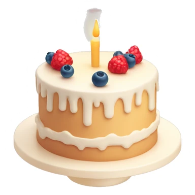 Emoji of a New Year's cake with delicate cream and minimalistic decorations (for example, a few berries or small Christmas tree toys). Warm pastel shades, clean lines sticker